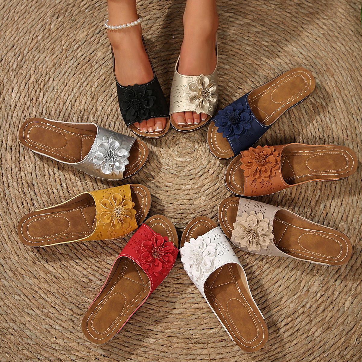 Floral Comfort Wedge Sandals - CristianLavian