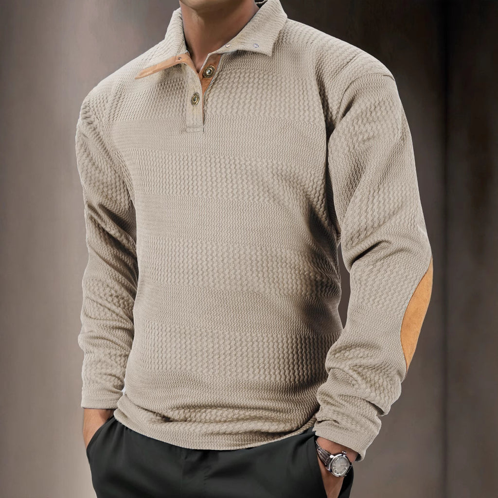 Verona Collection — Textured Long Sleeve Polo - CristianLavian
