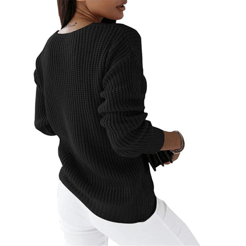 Women’s Cable-Knit V-Neck Sweater - CristianLavian