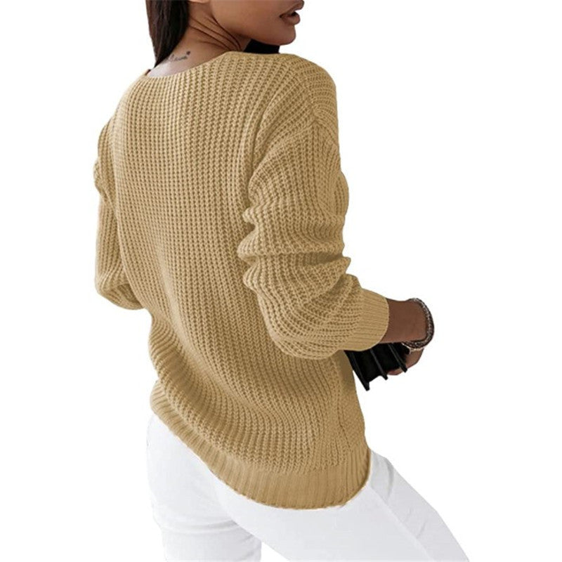 Women’s Cable-Knit V-Neck Sweater - CristianLavian