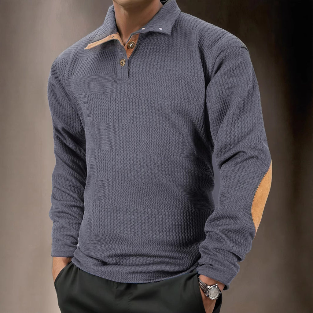 Verona Collection — Textured Long Sleeve Polo - CristianLavian