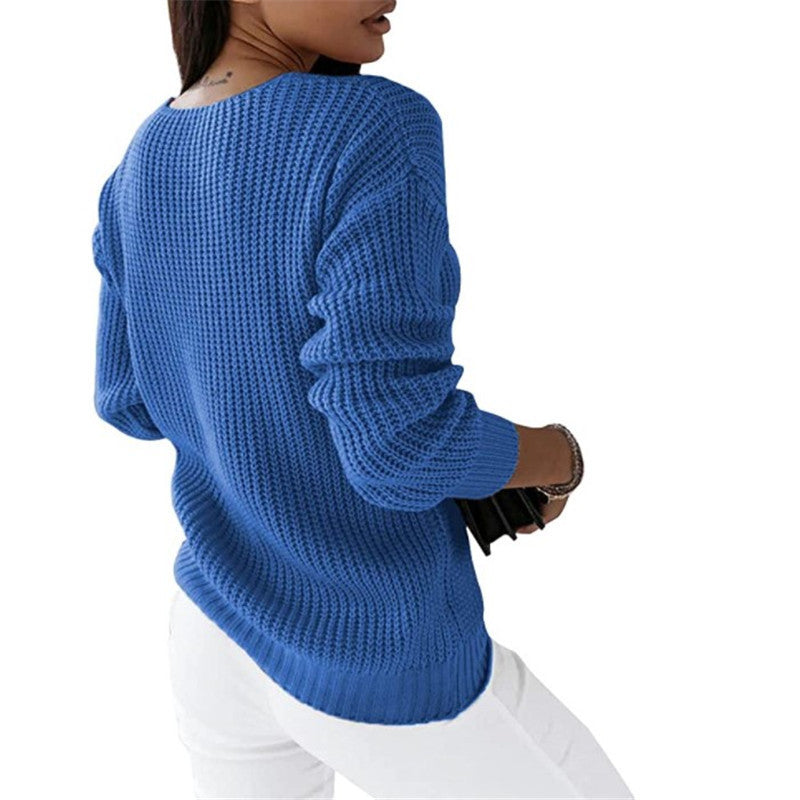 Women’s Cable-Knit V-Neck Sweater - CristianLavian