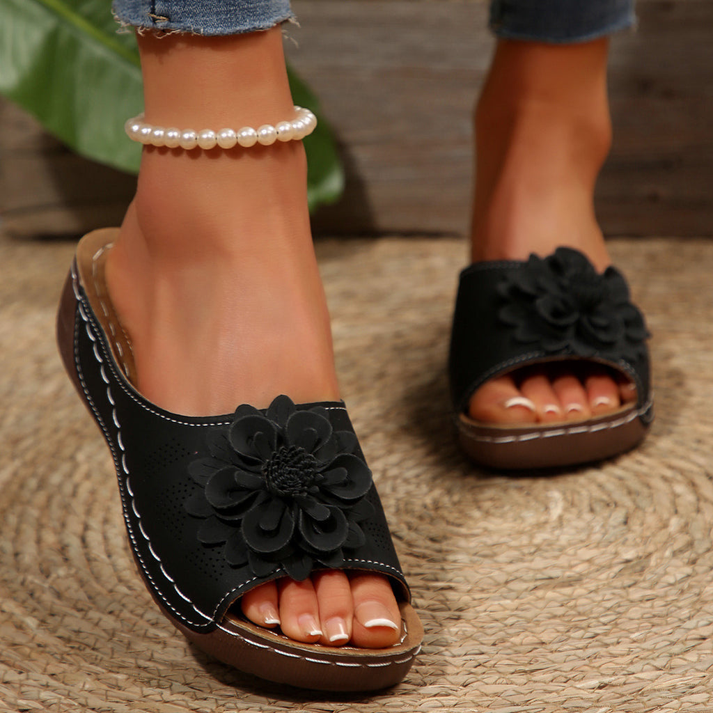 Floral Comfort Wedge Sandals - CristianLavian