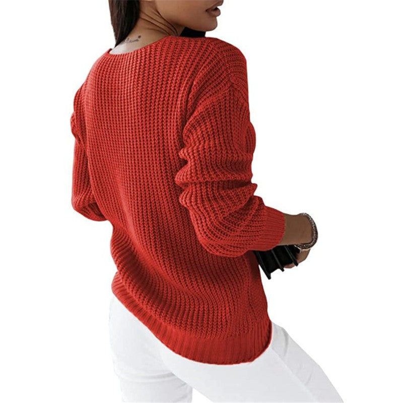 Women’s Cable-Knit V-Neck Sweater - CristianLavian