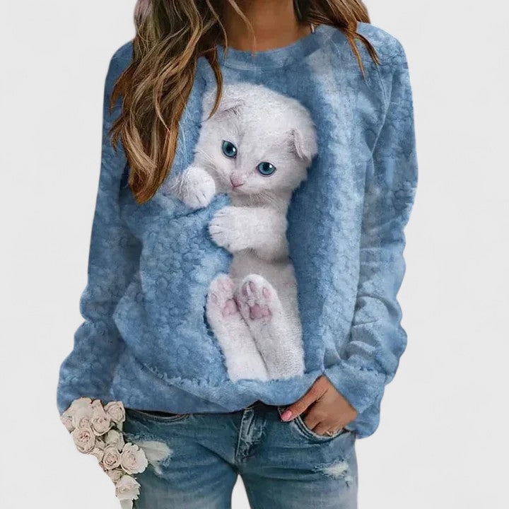 Women’s Cozy Kitten Print Sweatshirt