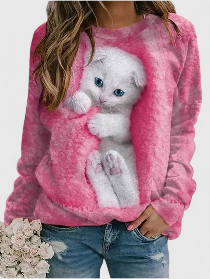 Women’s Cozy Kitten Print Sweatshirt