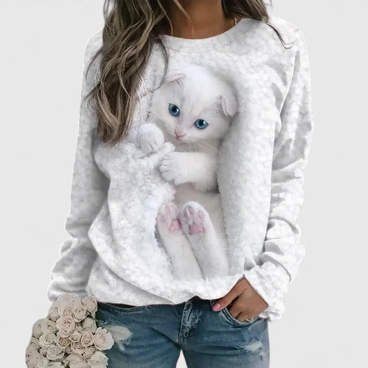 Women’s Cozy Kitten Print Sweatshirt