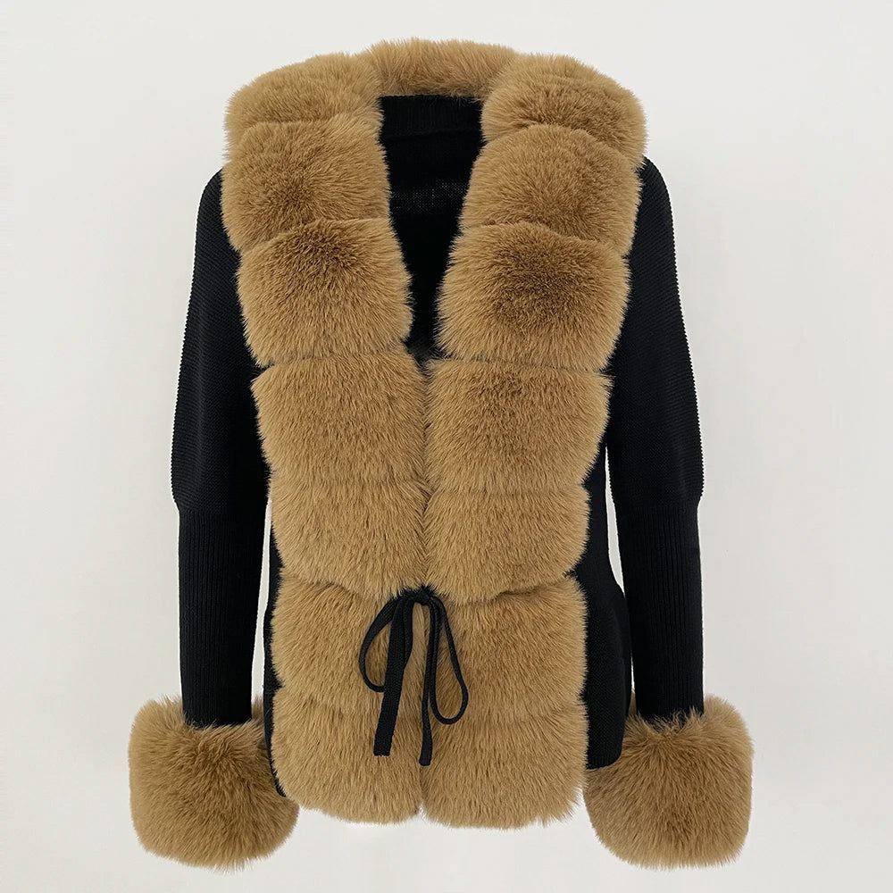 Faux Fur Trim Knit Cardigan - CristianLavian