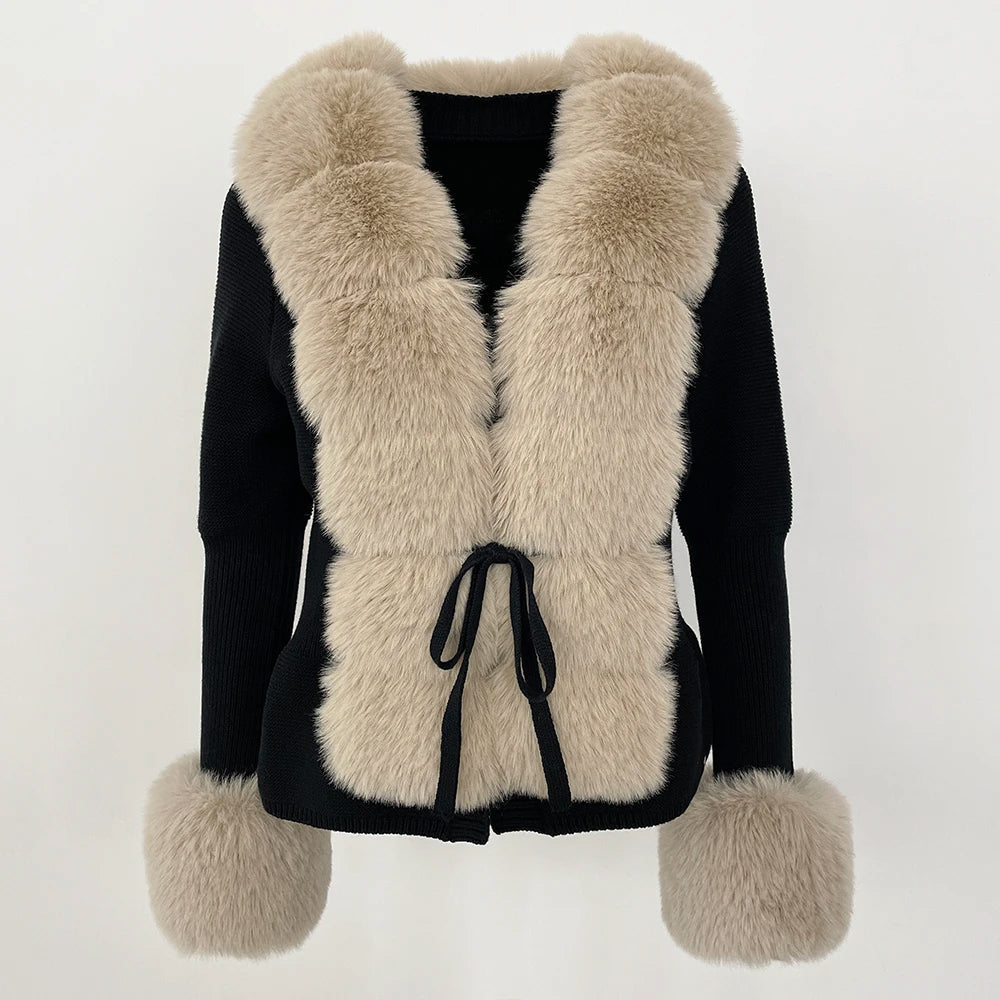 Faux Fur Trim Knit Cardigan - CristianLavian