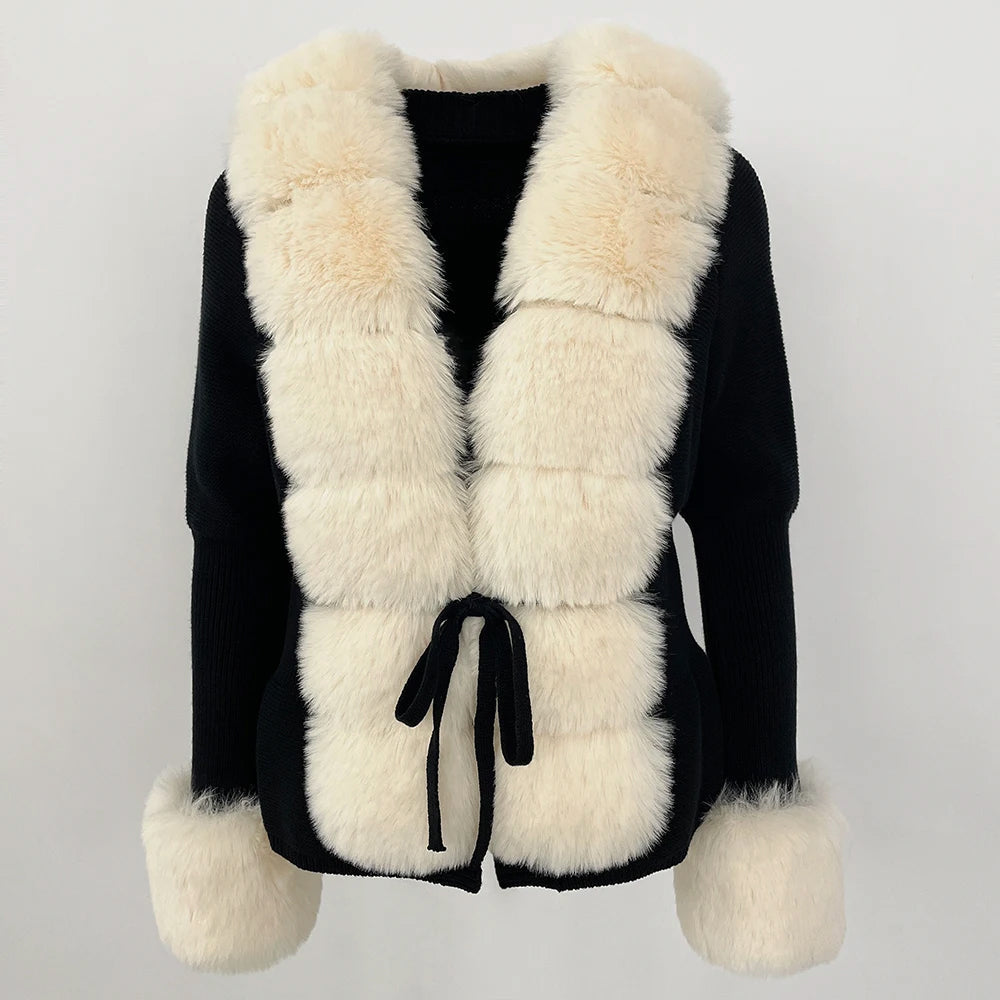 Faux Fur Trim Knit Cardigan - CristianLavian