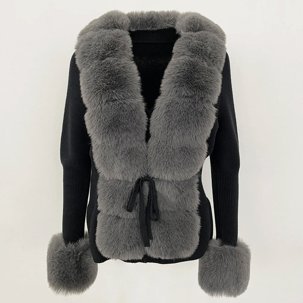 Faux Fur Trim Knit Cardigan - CristianLavian