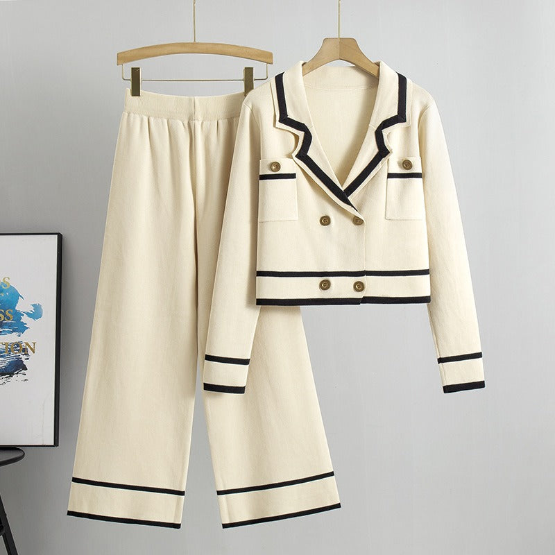 Elegant Two-Piece Women’s Contrast-Trim Suit Set - CristianLavian