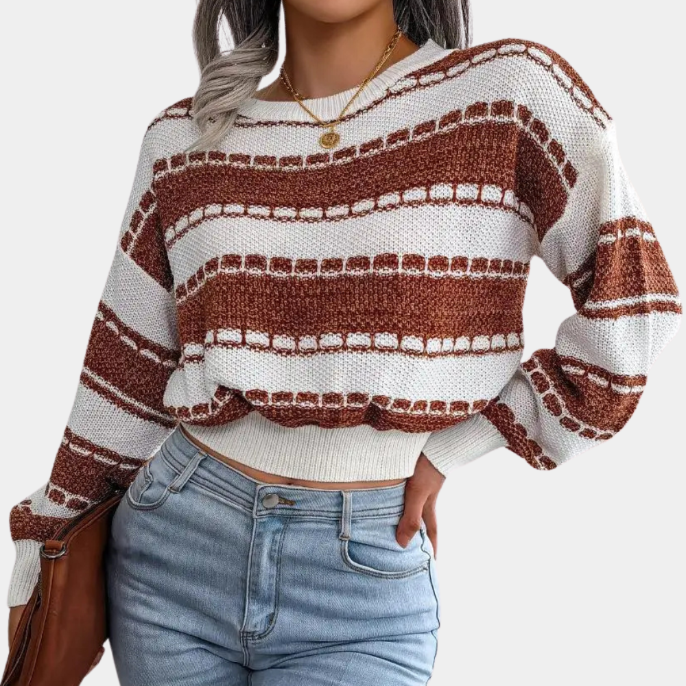 Women’s Textured Stripe Cropped Knit Sweater - CristianLavian